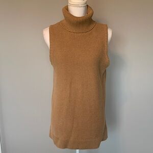 J. Crew Sleeveless Turtleneck Sweater Vest in Camel